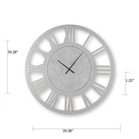 Wall Clock, Beaded Crystals, Mirror Cut Glass Roman Numerals, 39 Inch - BM349009