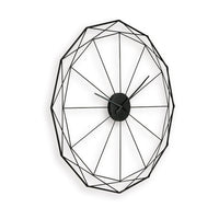 Wall Clock, Black Metal Geometric Edge Border, Abstract Open Frame, 36 Inch - BM349010