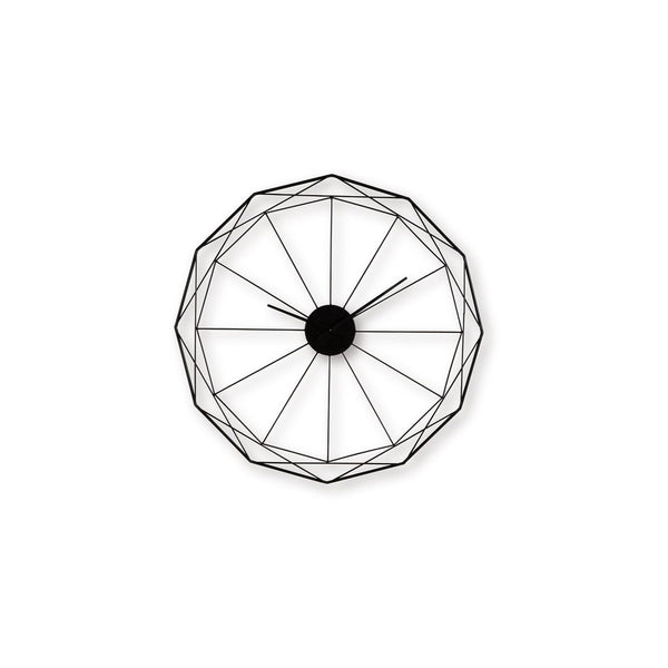Wall Clock, Black Metal Geometric Edge Border, Abstract Open Frame, 36 Inch - BM349010