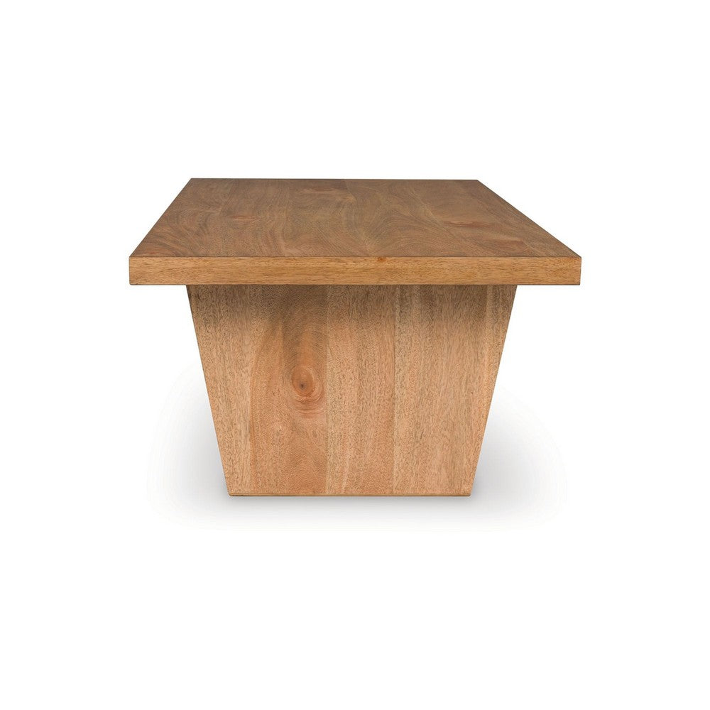 Kris Coffee Table, 55 Inch Rectangular, Tapered Legs, Light Brown - BM349013