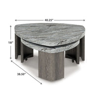 Morey Nesting Stacked Coffee Table Set, Gray Faux Marble, Cantilever - BM349020