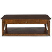 Mour Coffee Table with Casters and Drawer, 50 Inch Rectangular, Brown - BM349021
