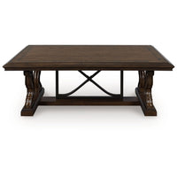 May 56 Inch Rectangular Coffee Table, Elegant Scrolled Base, Brown - BM349026