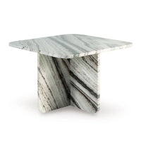 Eton Accent Coffee Table, 26 Inch Square, Panel Legs, Artisan White Marble - BM349027