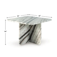 Eton Accent Coffee Table, 26 Inch Square, Panel Legs, Artisan White Marble - BM349027