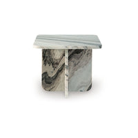 Eton Accent Coffee Table, 18 Inch Square, Panel Legs, Artisan White Marble - BM349028