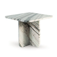 Eton Accent Coffee Table, 18 Inch Square, Panel Legs, Artisan White Marble - BM349028