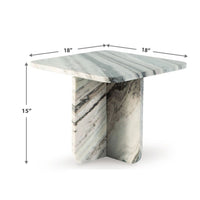 Eton Accent Coffee Table, 18 Inch Square, Panel Legs, Artisan White Marble - BM349028