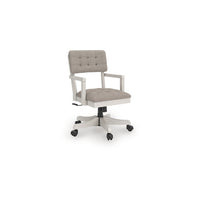 Lea Rolling Office Chair, Adjustable Height, Light Gray Tufted Open Back - BM349033