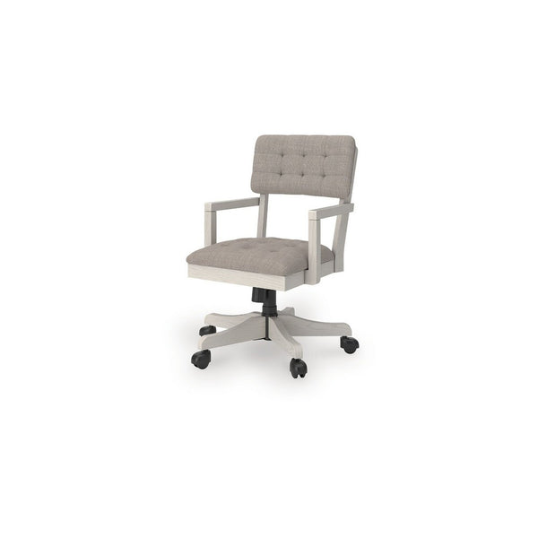 Lea Rolling Office Chair, Adjustable Height, Light Gray Tufted Open Back - BM349033