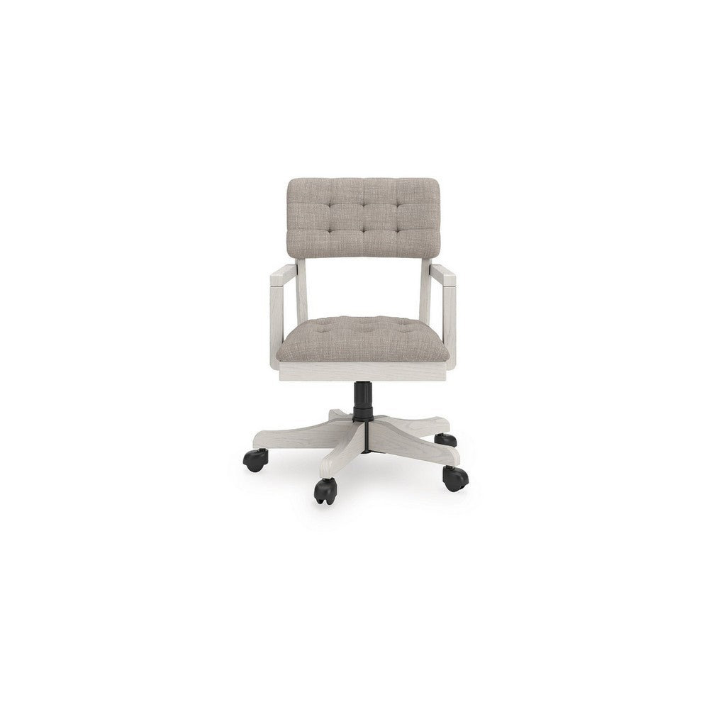 Lea Rolling Office Chair, Adjustable Height, Light Gray Tufted Open Back - BM349033