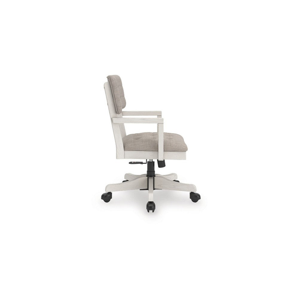 Lea Rolling Office Chair, Adjustable Height, Light Gray Tufted Open Back - BM349033