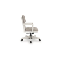 Lea Rolling Office Chair, Adjustable Height, Light Gray Tufted Open Back - BM349033