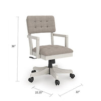 Lea Rolling Office Chair, Adjustable Height, Light Gray Tufted Open Back - BM349033