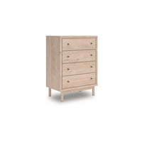 Rox Tall Dresser Chest, 4 Drawers with Black Metal Knobs, Tan Brown - BM349045