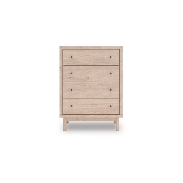 Rox Tall Dresser Chest, 4 Drawers with Black Metal Knobs, Tan Brown - BM349045