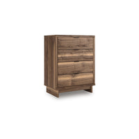 Lina Tall Dresser Chest, 4 Drawers Integrated Pulls, Natural Wood Brown - BM349046