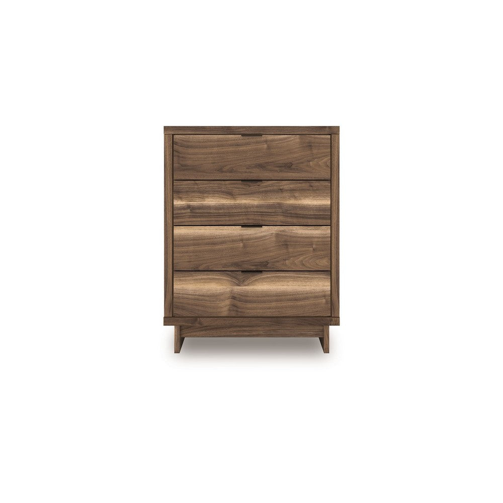 Lina Tall Dresser Chest, 4 Drawers Integrated Pulls, Natural Wood Brown - BM349046