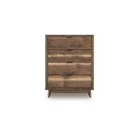 Lina Tall Dresser Chest, 4 Drawers Integrated Pulls, Natural Wood Brown - BM349046