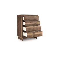 Lina Tall Dresser Chest, 4 Drawers Integrated Pulls, Natural Wood Brown - BM349046