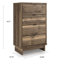 Lina Tall Dresser Chest, 4 Drawers Integrated Pulls, Natural Wood Brown - BM349046