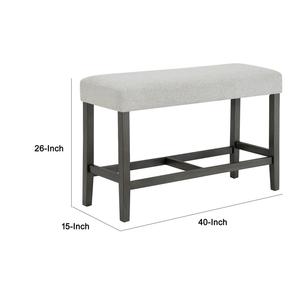 Jeny Counter Height Dining Bench, Padded Seat, 40 Inch Light Gray - BM349056