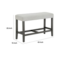 Jeny Counter Height Dining Bench, Padded Seat, 40 Inch Light Gray - BM349056