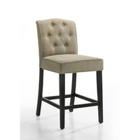 Kiy Counter Height Chair Set of 2, Tufted Beige Seat, Black Wood Legs - BM349058