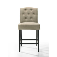Kiy Counter Height Chair Set of 2, Tufted Beige Seat, Black Wood Legs - BM349058