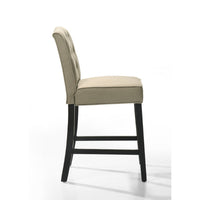 Kiy Counter Height Chair Set of 2, Tufted Beige Seat, Black Wood Legs - BM349058