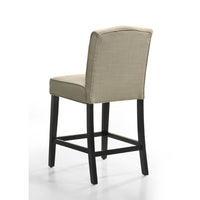 Kiy Counter Height Chair Set of 2, Tufted Beige Seat, Black Wood Legs - BM349058