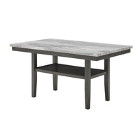 Jeny Counter Height Dining Table, 60 Inch Faux Marble Top, Dark Gray - BM349063