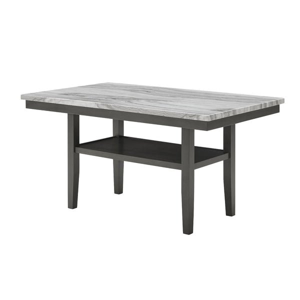 Jeny Counter Height Dining Table, 60 Inch Faux Marble Top, Dark Gray - BM349063