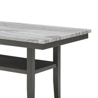Jeny Counter Height Dining Table, 60 Inch Faux Marble Top, Dark Gray - BM349063