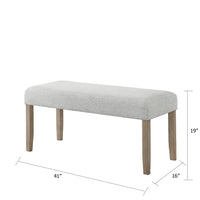 Teny Dining Bench, Light Gray Seat, 41 Inch Wide Oak Brown Frame - BM349066