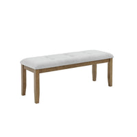 Meny Dining Bench, Tufted Light Gray Seat, 48 Inch Walnut Oak Brown - BM349067
