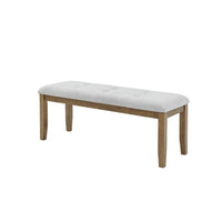 Meny Dining Bench, Tufted Light Gray Seat, 48 Inch Walnut Oak Brown - BM349067
