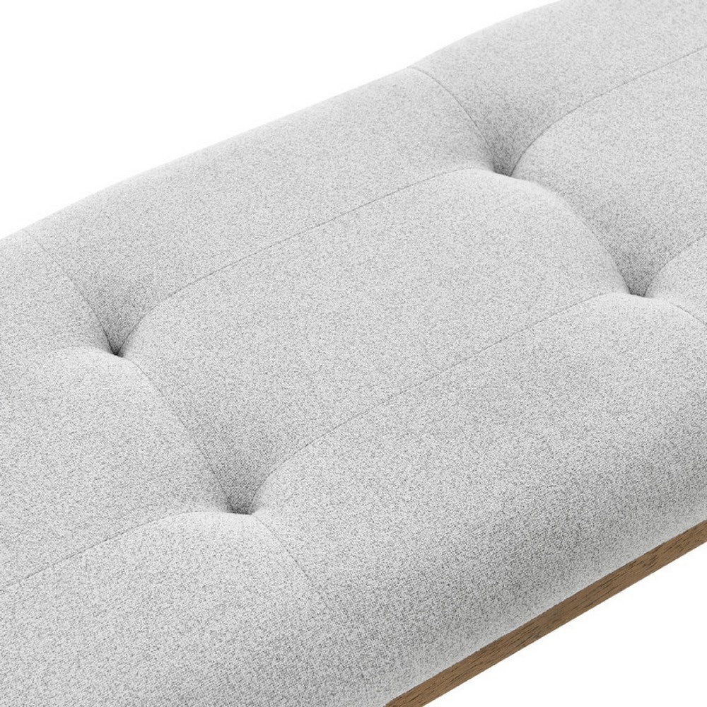 Meny Dining Bench, Tufted Light Gray Seat, 48 Inch Walnut Oak Brown - BM349067