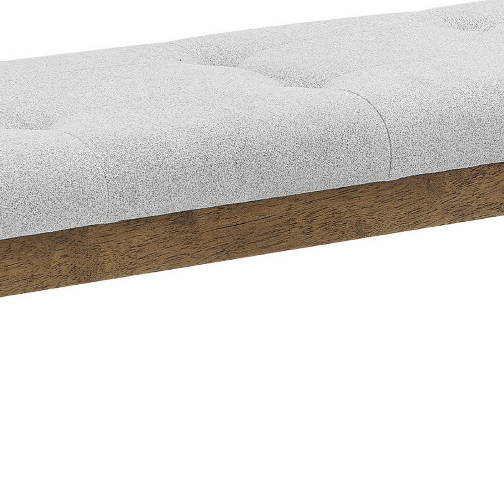 Meny Dining Bench, Tufted Light Gray Seat, 48 Inch Walnut Oak Brown - BM349067