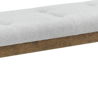 Meny Dining Bench, Tufted Light Gray Seat, 48 Inch Walnut Oak Brown - BM349067