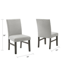 Jeny Dining Chair Set of 2, Gray Padded Seats, Classic Parsons Design - BM349068