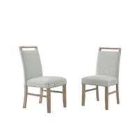 Teny Dining Chair Set of 2, Light Gray Seat, Open Rail Back, Oak Brown - BM349070