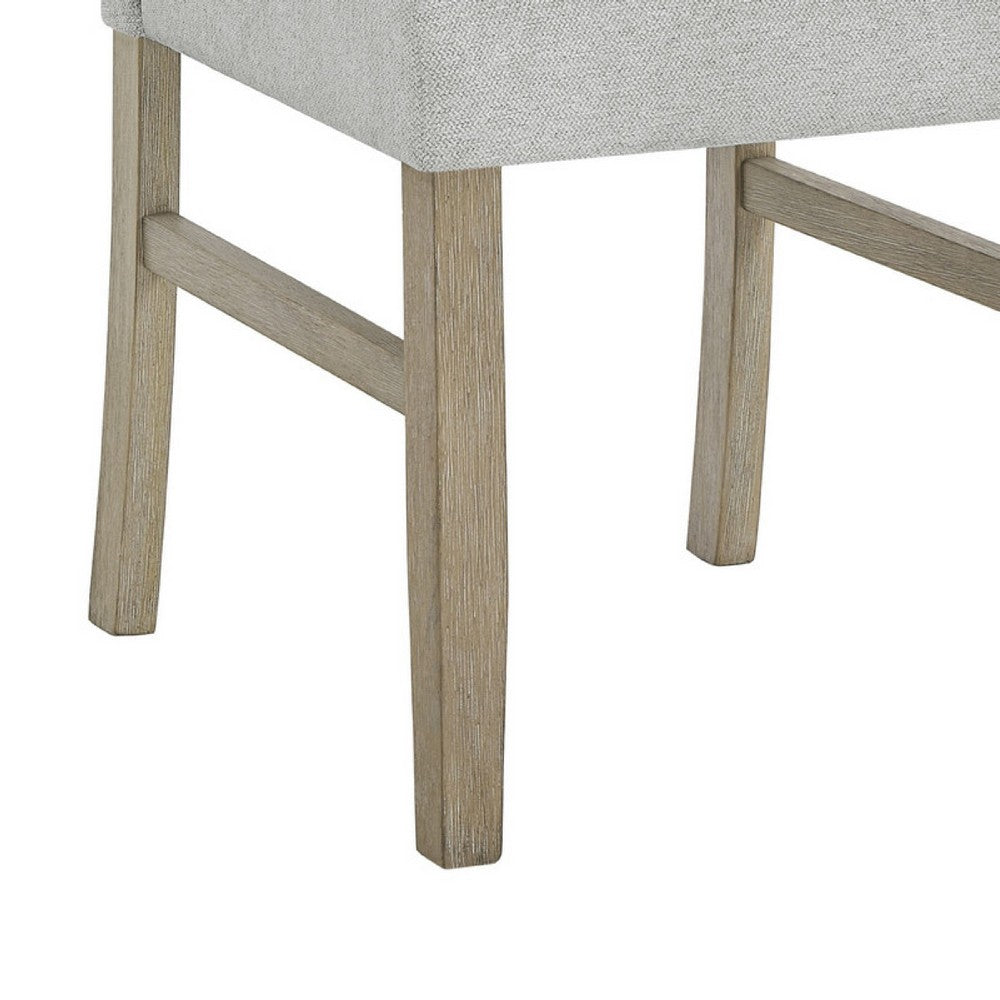 Teny Dining Chair Set of 2, Light Gray Seat, Open Rail Back, Oak Brown - BM349070