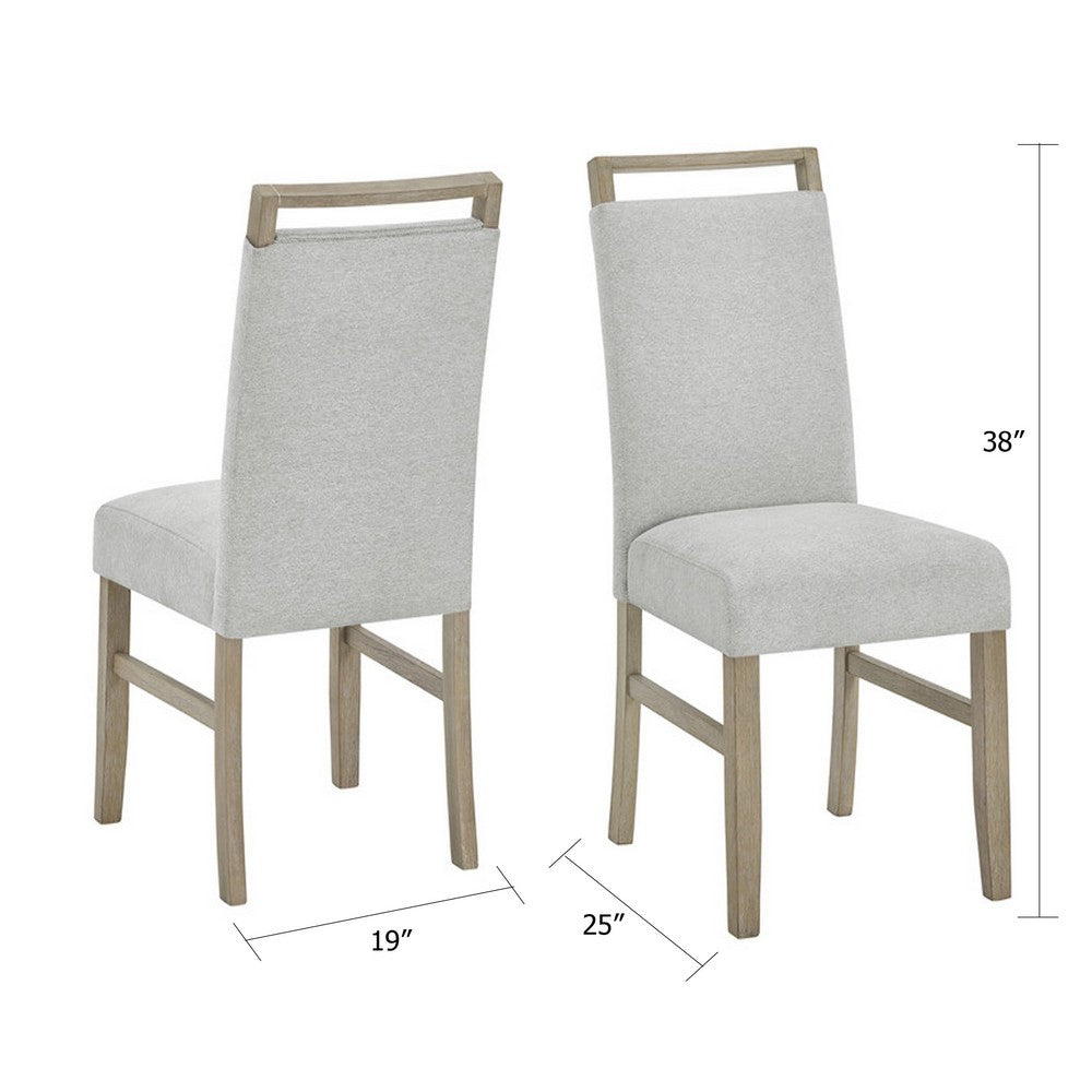 Teny Dining Chair Set of 2, Light Gray Seat, Open Rail Back, Oak Brown - BM349070