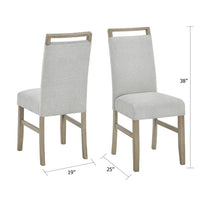 Teny Dining Chair Set of 2, Light Gray Seat, Open Rail Back, Oak Brown - BM349070