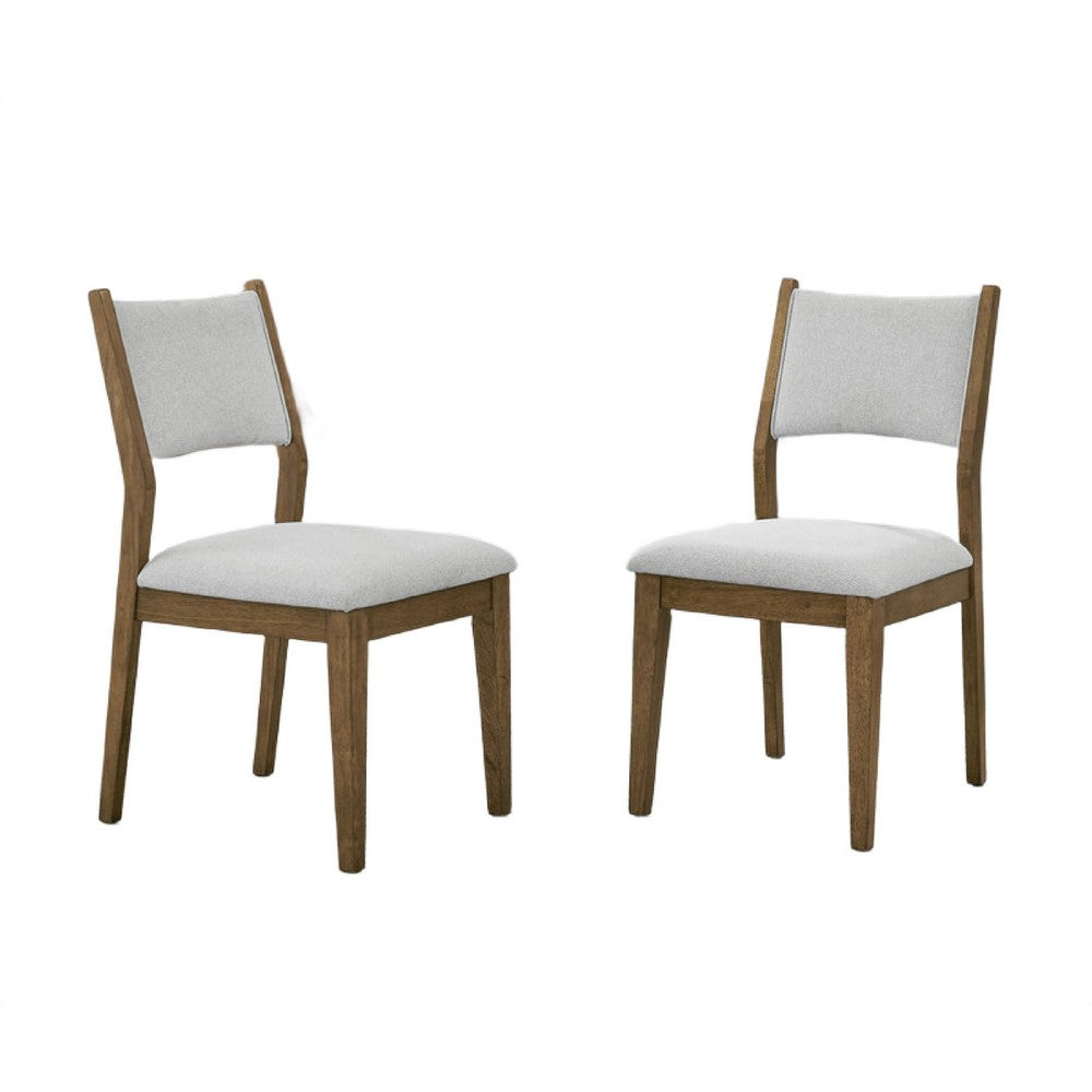 Meny Dining Chair Set of 2, Light Gray Panel Back, Walnut Oak Brown - BM349071