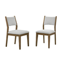 Meny Dining Chair Set of 2, Light Gray Panel Back, Walnut Oak Brown - BM349071