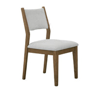 Meny Dining Chair Set of 2, Light Gray Panel Back, Walnut Oak Brown - BM349071