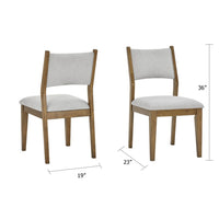 Meny Dining Chair Set of 2, Light Gray Panel Back, Walnut Oak Brown - BM349071
