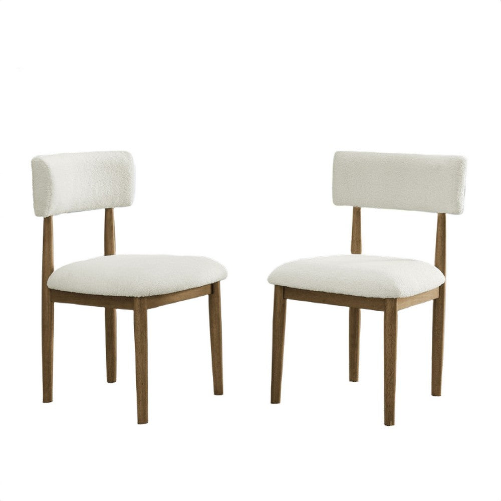 Meny Dining Chair Set of 2, Beige Sherpa Upholstery, Walnut Oak Brown - BM349072